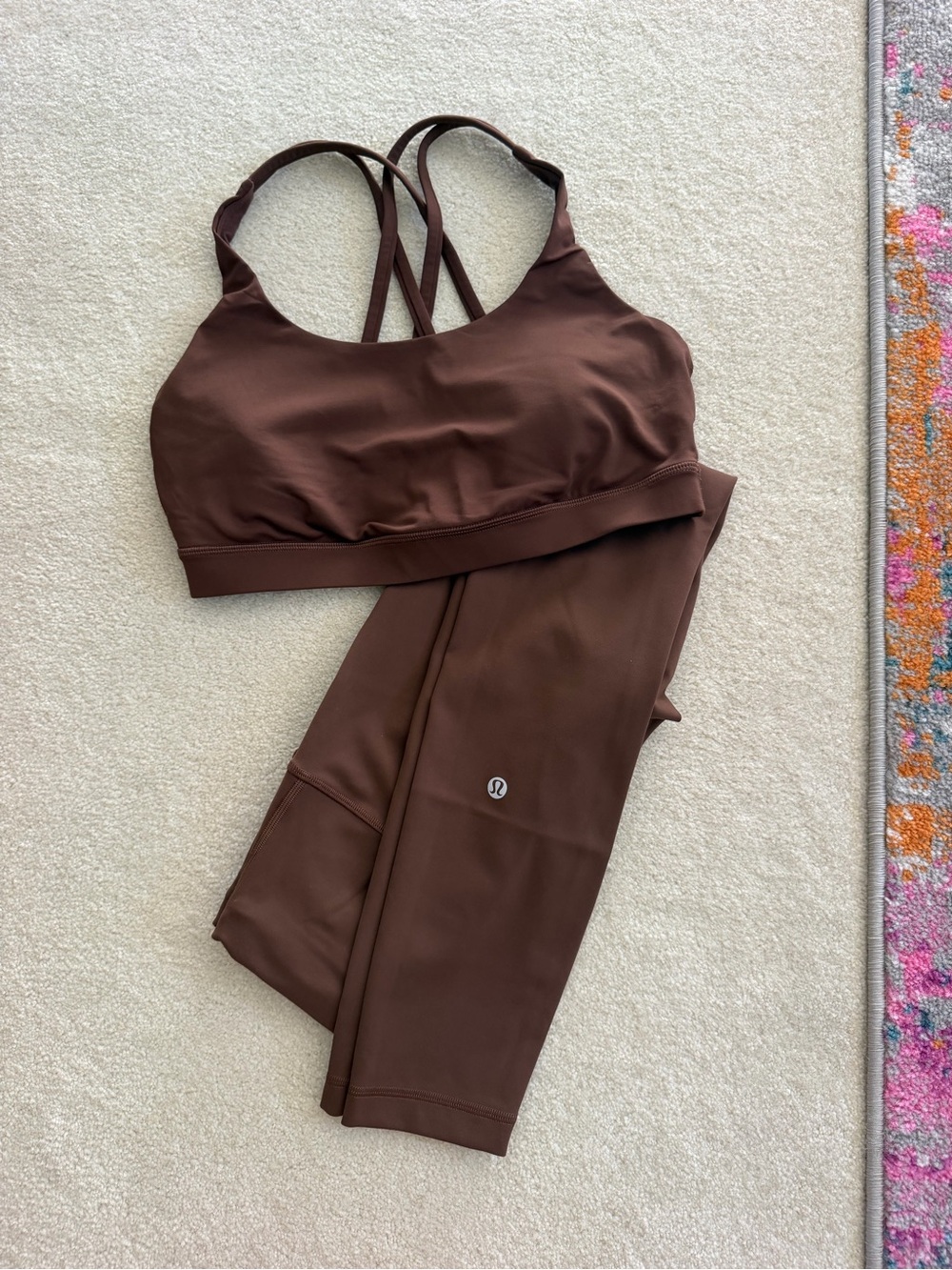 lululemon athletica Brown High-Rise Leggings with Strappy Sports Bra